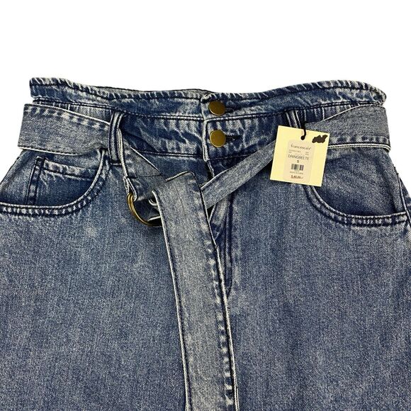 Tgla Denim Blue Jean Casual Belted Mini Skirt Francesca's Collection Small - Picture 7 of 9